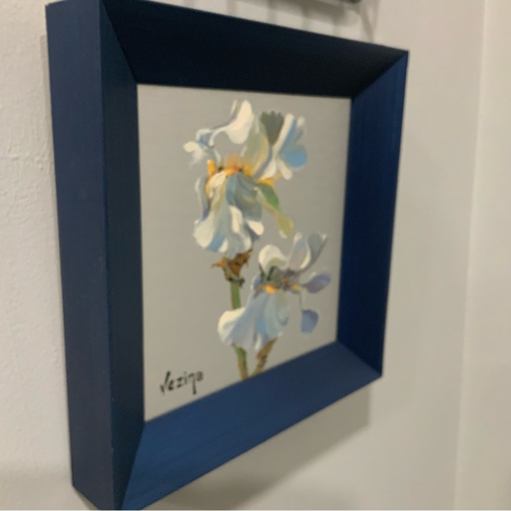 White Iris Oil painting on Aluminum 8x8” - Picture 2 of 3
